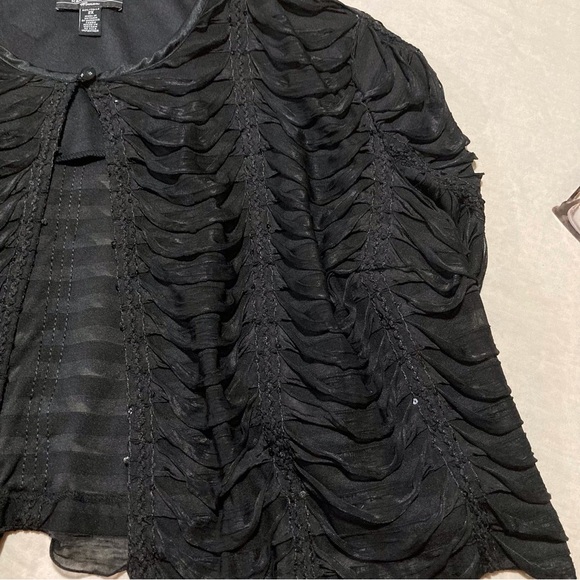 R&M Richards Black Ribbon Formal Jacket with Sequin Embellishments - Picture 14 of 15